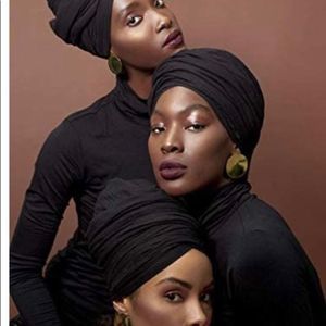 Black Head Wraps for Women Stretch Head wraps Scarf Soft Jersey Head Scarf​​